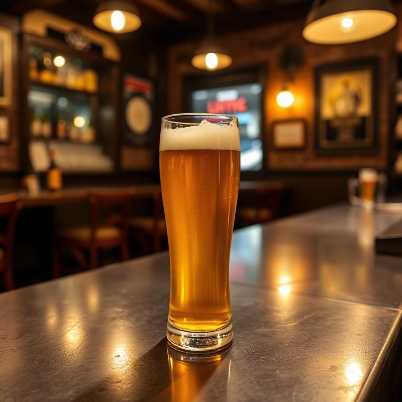 Cerveja gelada num balcão de zinco